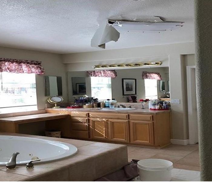 water damage to bathroom ceiling